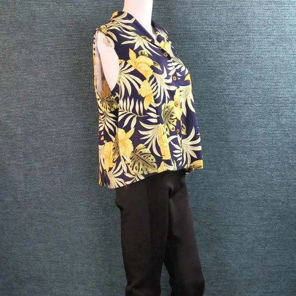 Kitty Rescue! Jamaica Bay Ladies Sleeveless Hawaiian Shirt 100% Rayon - Picture 6 of 12